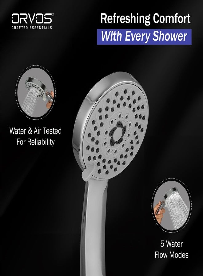 Orvos Hand shower multi-function, 4x4 inches, HydroBloom, Chrome plated with high grade Korean ABS material from LG, with 1.5 to 1.8 meter flexible shower hose and wall hook, for high end luxury bathrooms - Image 5
